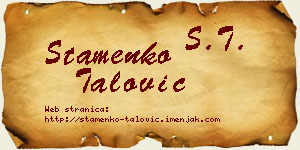 Stamenko Talović vizit kartica